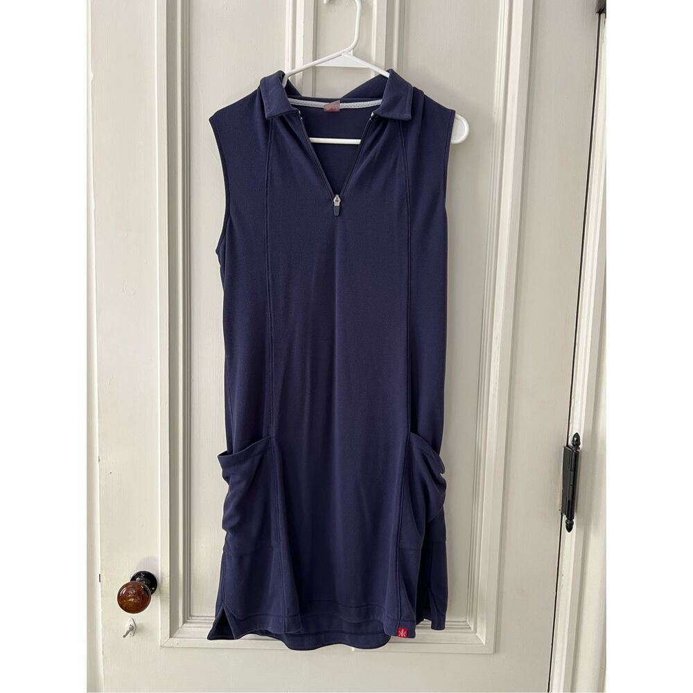 Krimson Klover  1/4 zip collared dark blue athletic tennis/golf dress S